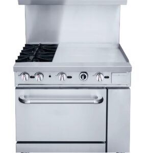 DCR36-4B12GM COCINA A GAS (ESTUFA DE 4 QUEMADORES + PLANCHA + HORNO CONVENCIONAL)