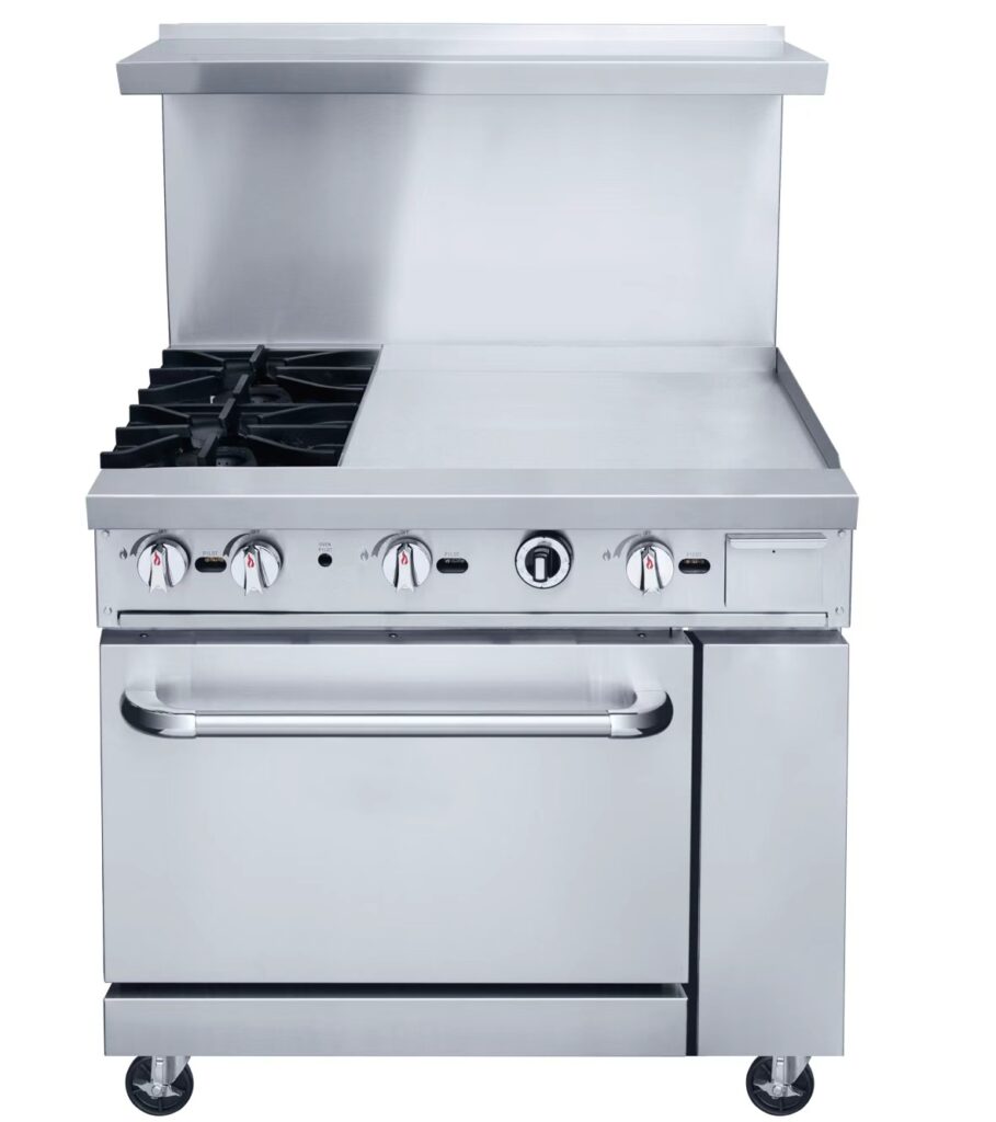 DCR36-4B12GM COCINA A GAS (ESTUFA DE 4 QUEMADORES + PLANCHA + HORNO CONVENCIONAL)